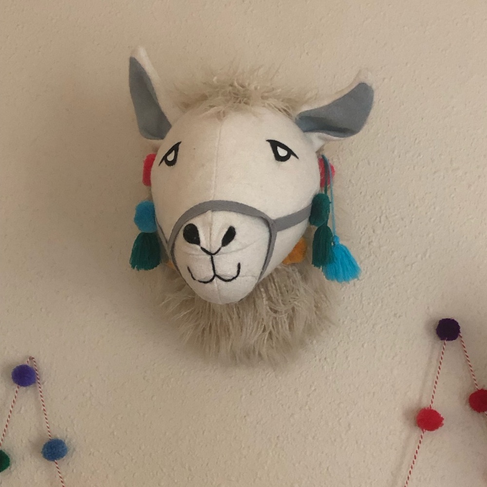 Pillowfort Plush Llama Wall Decor with Colorful Tassels